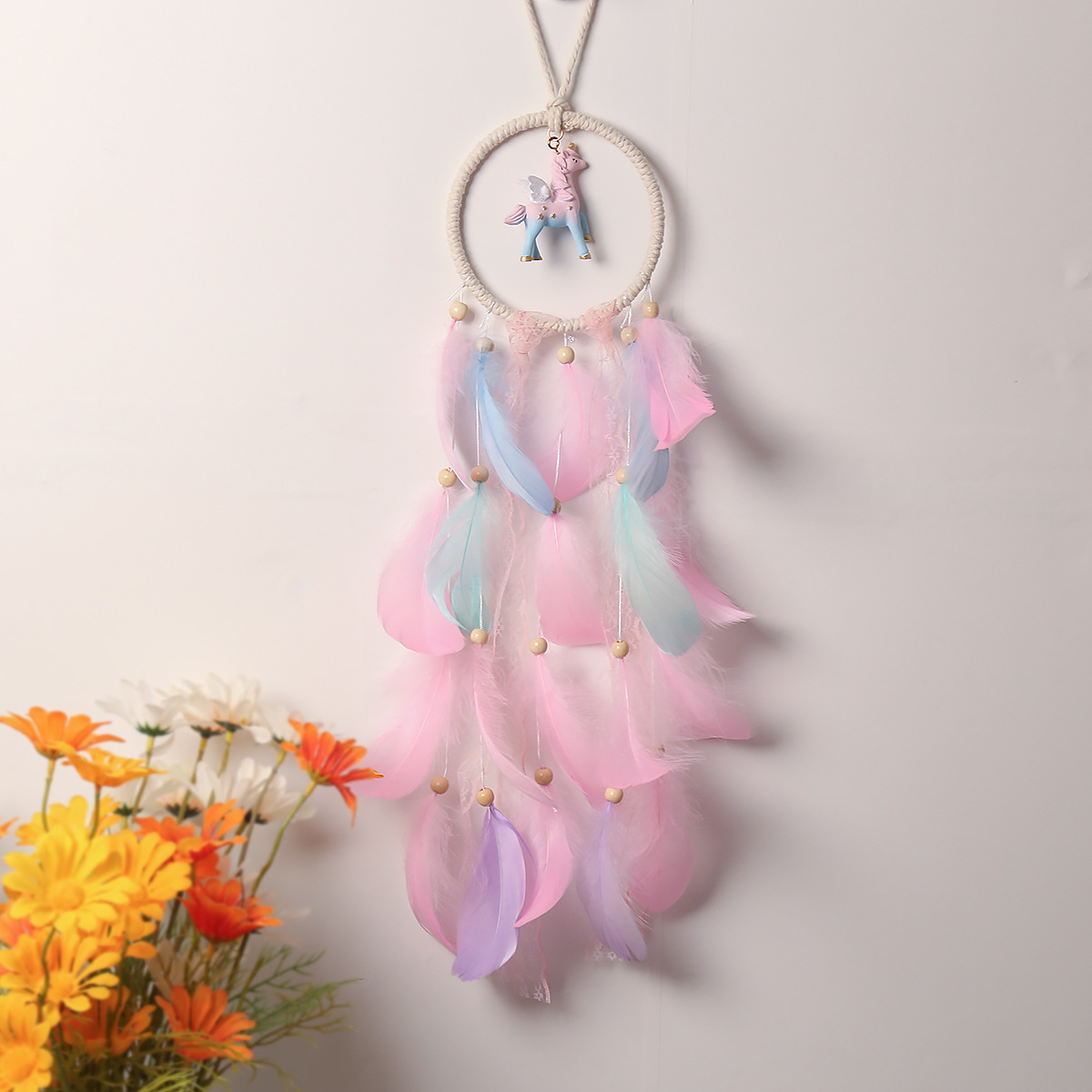 Girls Unicorn Dream Catcher Pastel Rainbow Dreamcatcher Wall Hanging Kids Roome Decoration Nursery Decor Baby Shower Girls