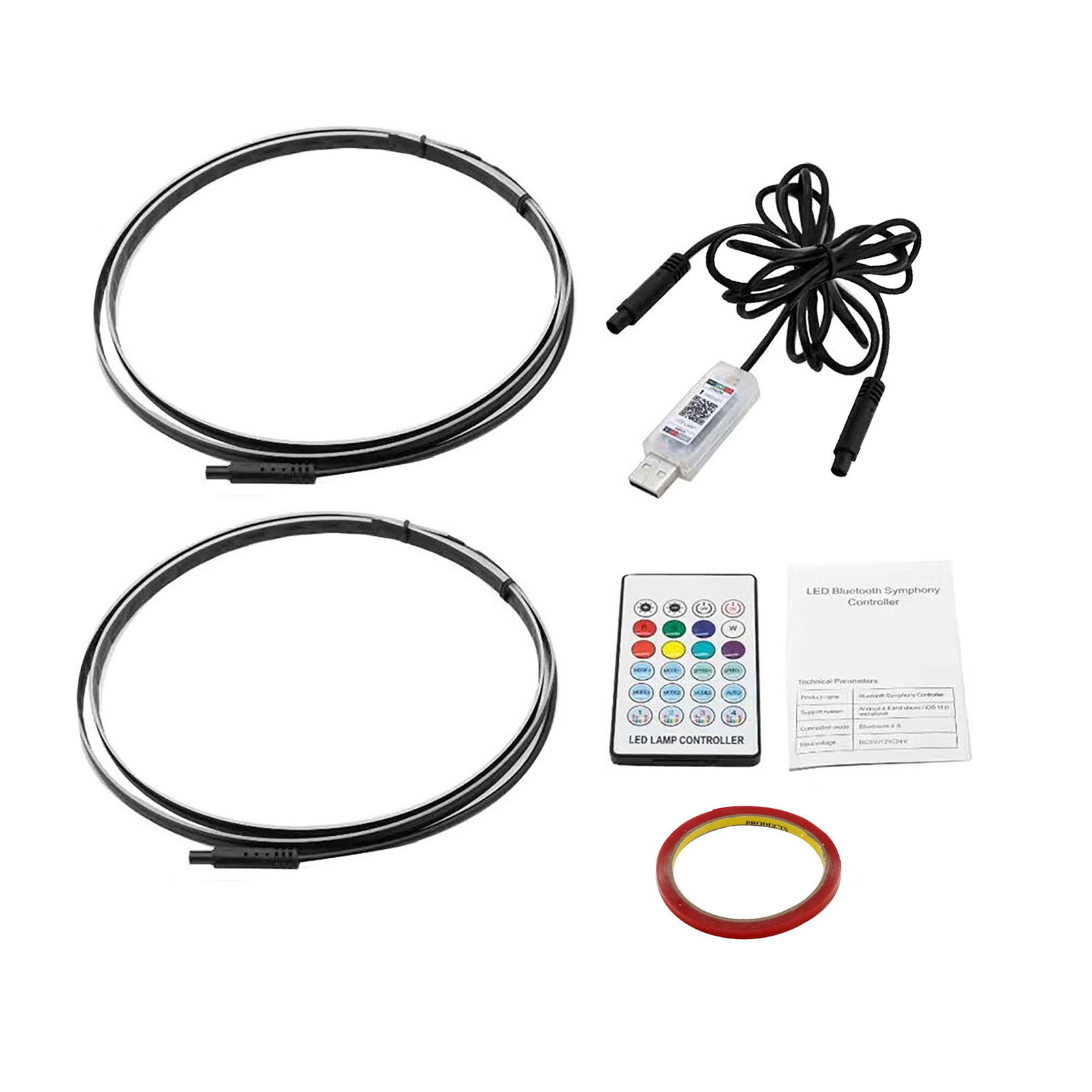 Symphony LED Car Ambient Lights Full Color Streamer Universal LED Interior Hidden Acrylic Strip Atmosphere Lamps App Control: 6000 k biały zimny