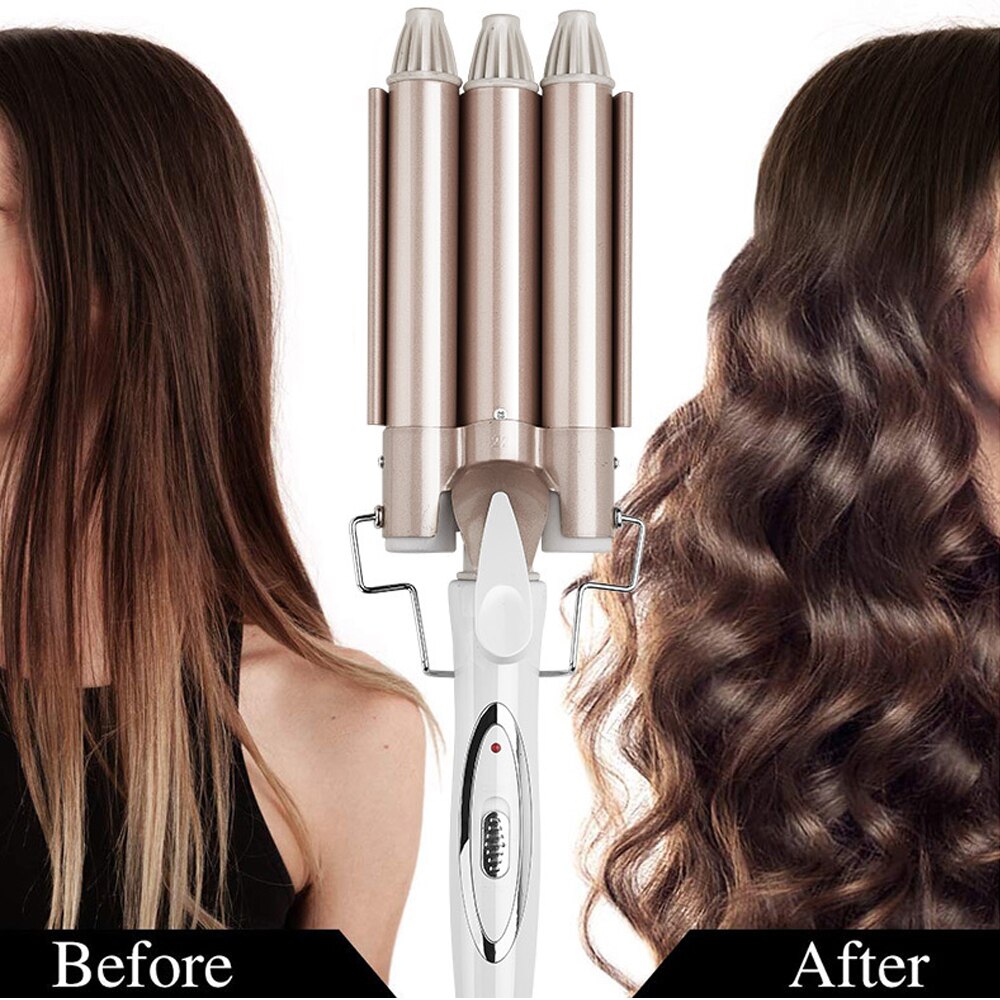 Triple Barrel Hair Curling Iron Electric Curlier Ceramic Hair Waver Styling Tools Hair Curling Corrugation Wand