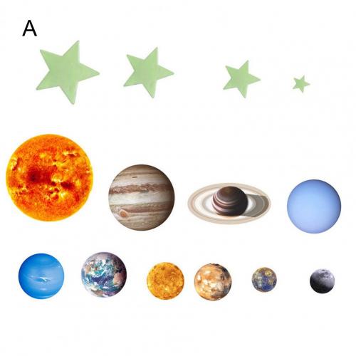 1 Set Delicate Nice-looking	Wall Sticker Fluorescent PVC Glow Luminous Self-adhesive Star Planet Shape Decal for Living Room: A