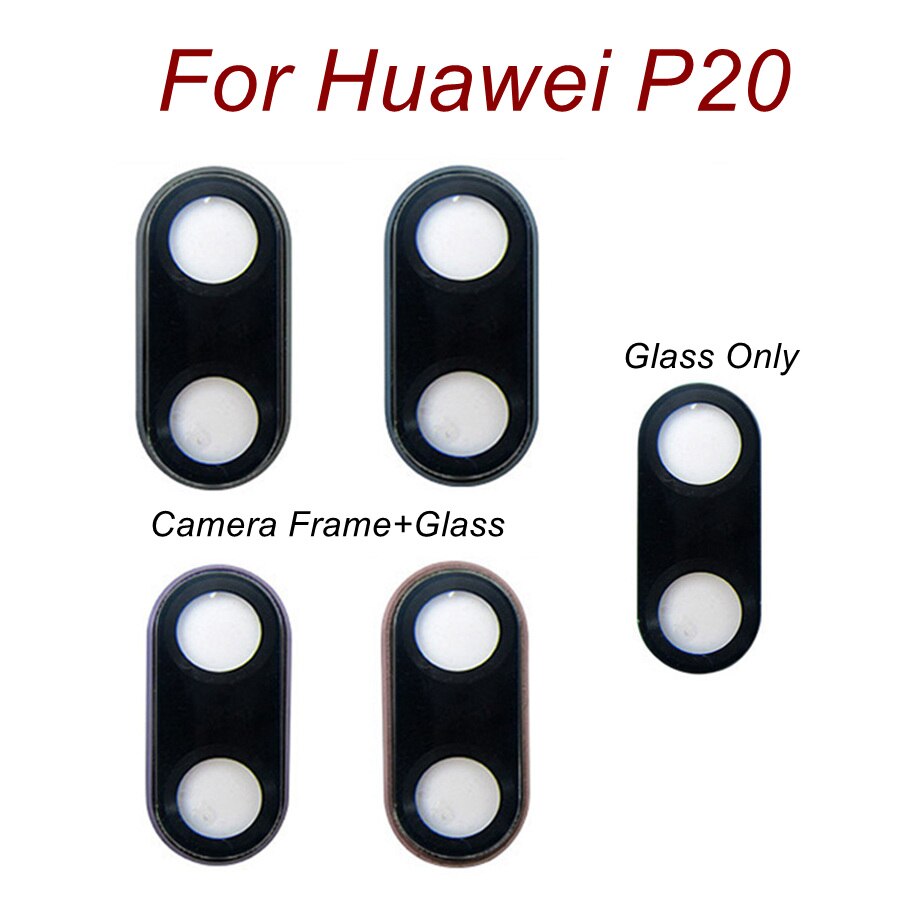 Lente de cámara trasera de cristal para Huawei P20 Lite P20 Pro, lente de cámara de cristal con Marco, bisel, anillo, cubierta, reemplazo adhesivo