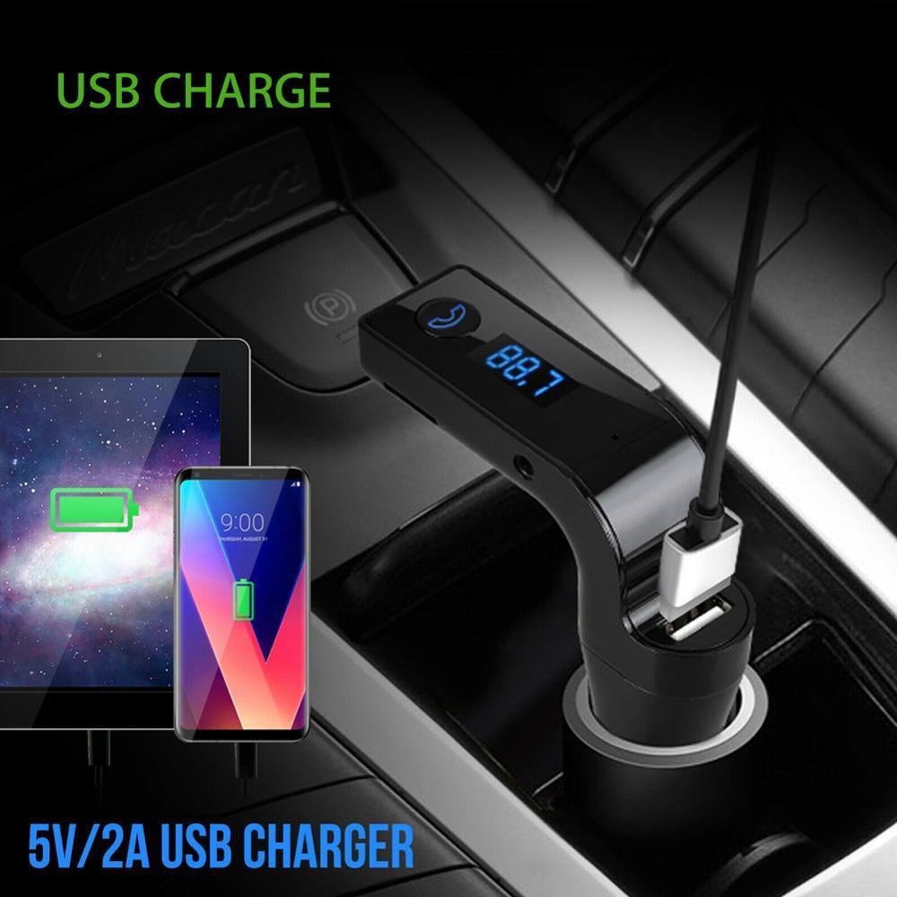 G7 Car Memory Hands-free LCD Display 4-in-1 Bluetooth Hole Transmitter 2.1A Kit Point MP3 Player Smoke Car AUX FM Modulator A5S2