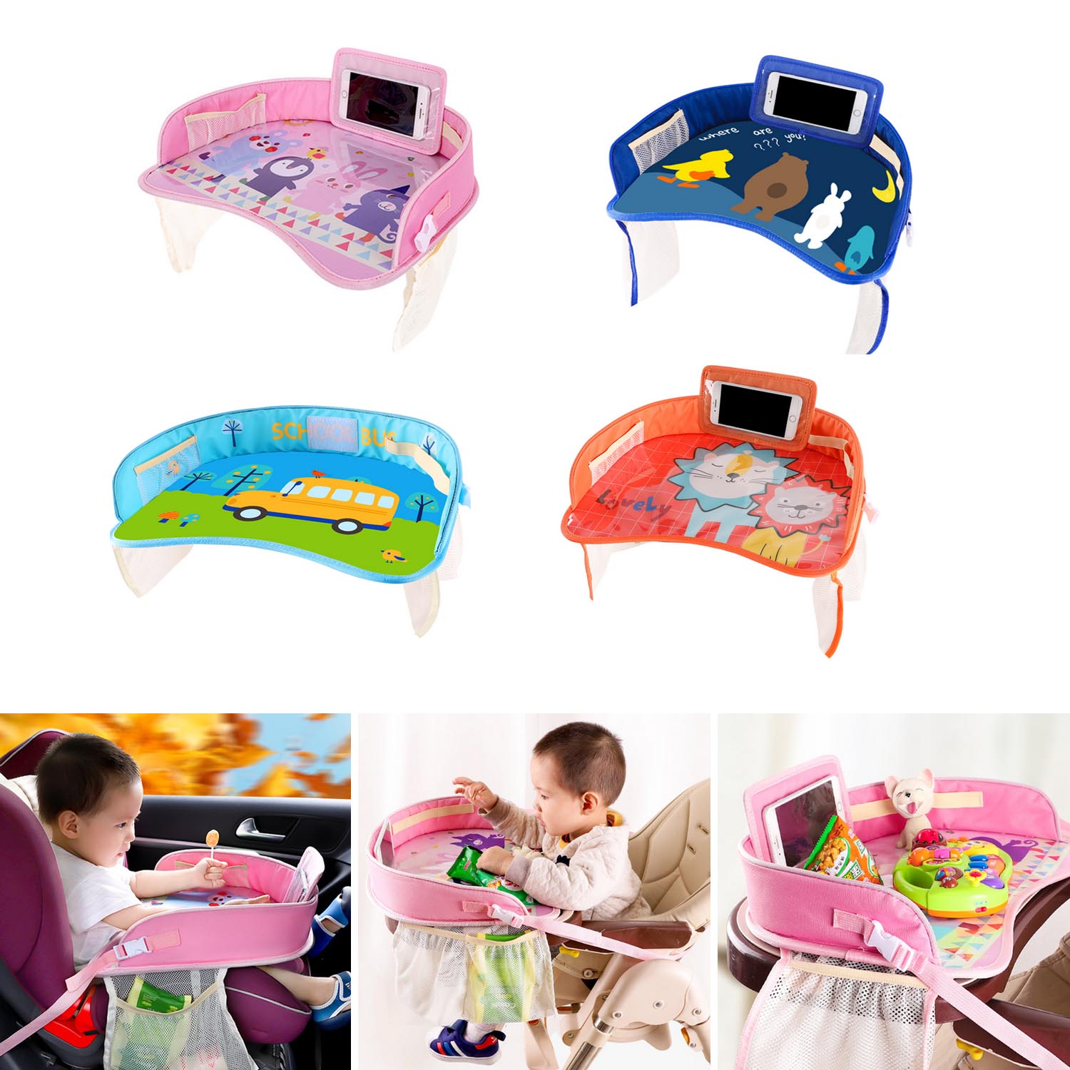 Kids Car Seat Tray Waterproof Car Seat Activity Desk Play Tray Multifunctional Baby Kids Seat Food Drink Table Safety Seat Tray