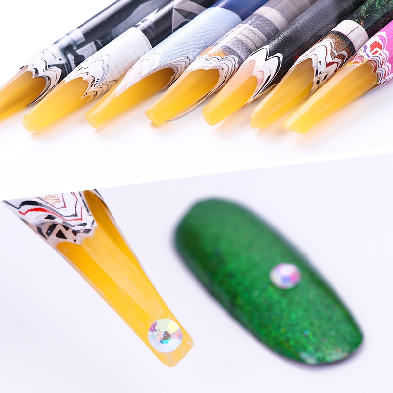 1 Pc Oppakken Rhinestone Picker Pen Wax Pen Nail Manicure Tool Willekeurige Kleur
