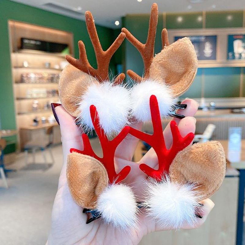 Serre-tête en bois d'élan pour filles, épingle à cheveux, serre-tête de dessin animé, décoration de noël, Super mignon, 2022