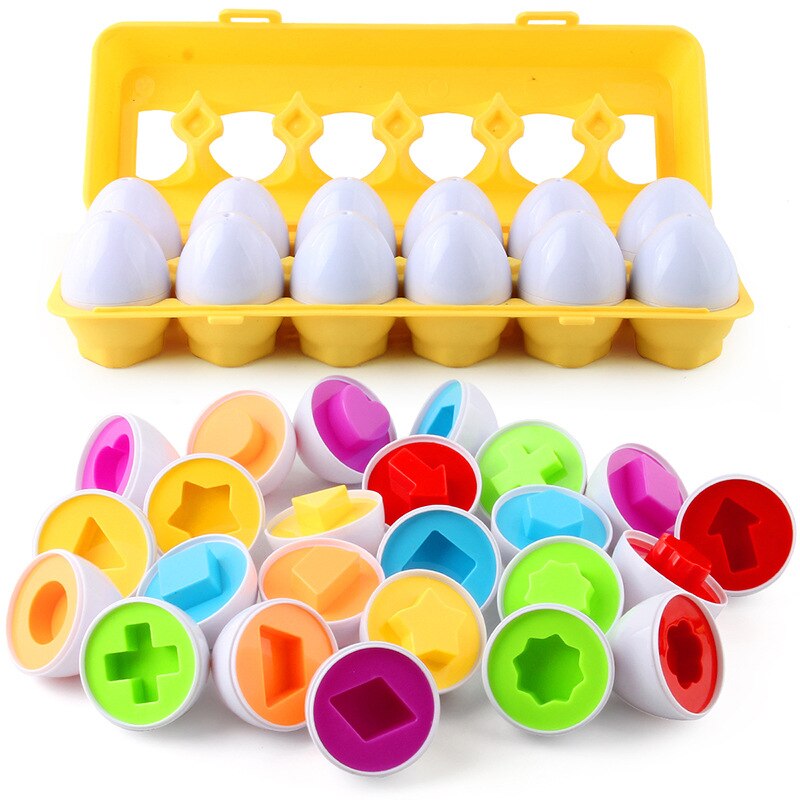 12 st/set pedagogiska leksaker smarta ägg som matchar tvinnade äggformar frukt och grönsaker 12- -pack simuleringsägg