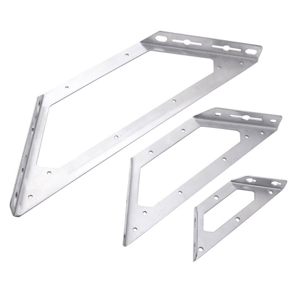 2pcs DIY Stainless Steel Corner Brace Home Silver Furniture Connector Modern Shelf Bracket Hardware Heavy Duty Joining Support