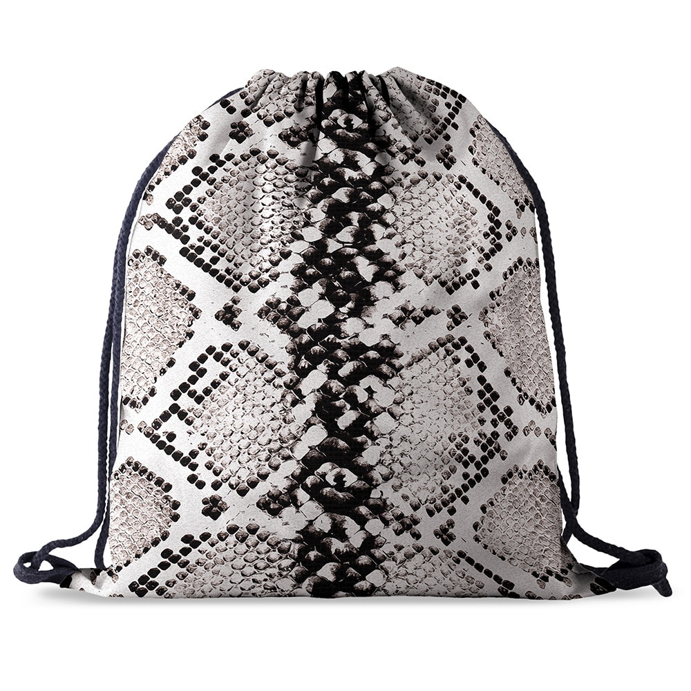 Bundel zak touw tas print slangenhuid patroon trekkoord rugzak dames heren dagelijks casual meisjes mochila knapzak vrouwelijk