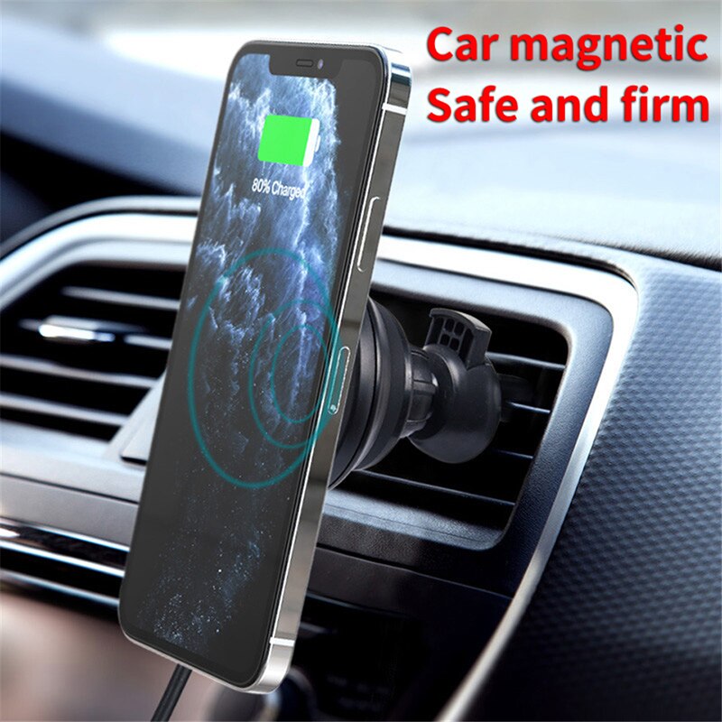 15W Qi Wireless Car Charger - Magnetic Magsafe Mount - USB C Fast Charging - For iPhone 12 Series