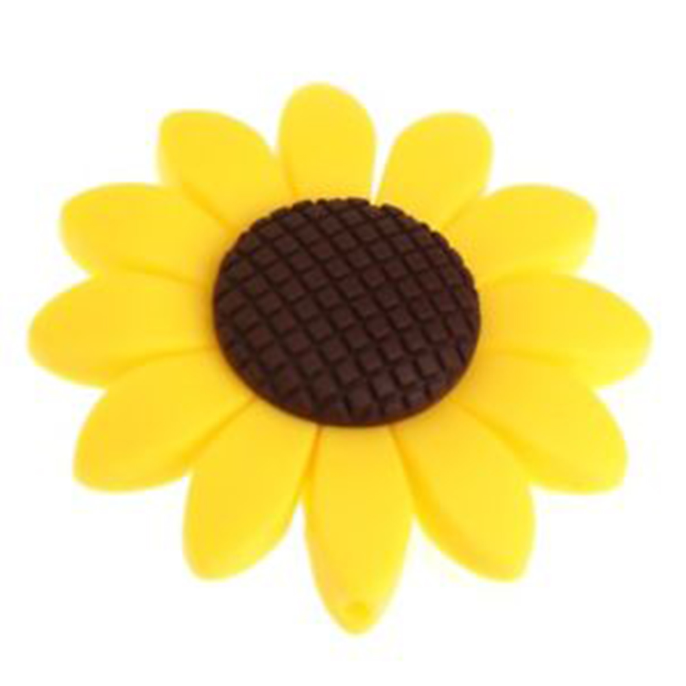 Baby 6 Style Colorful DIY Safety Chewy Silicone Sunflower Beads Pendant Teether Infant Safety Teething Necklace Decoration