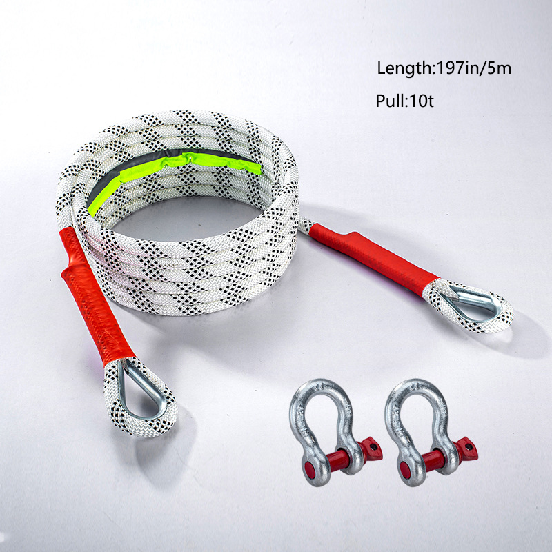 Heavy-Duty 40,000lbs/18T Off-Road & SUV Tow Rope with Reflective Tape and Storage Bag - Durable Nylon Car Rescue Traction Hook: GRAY