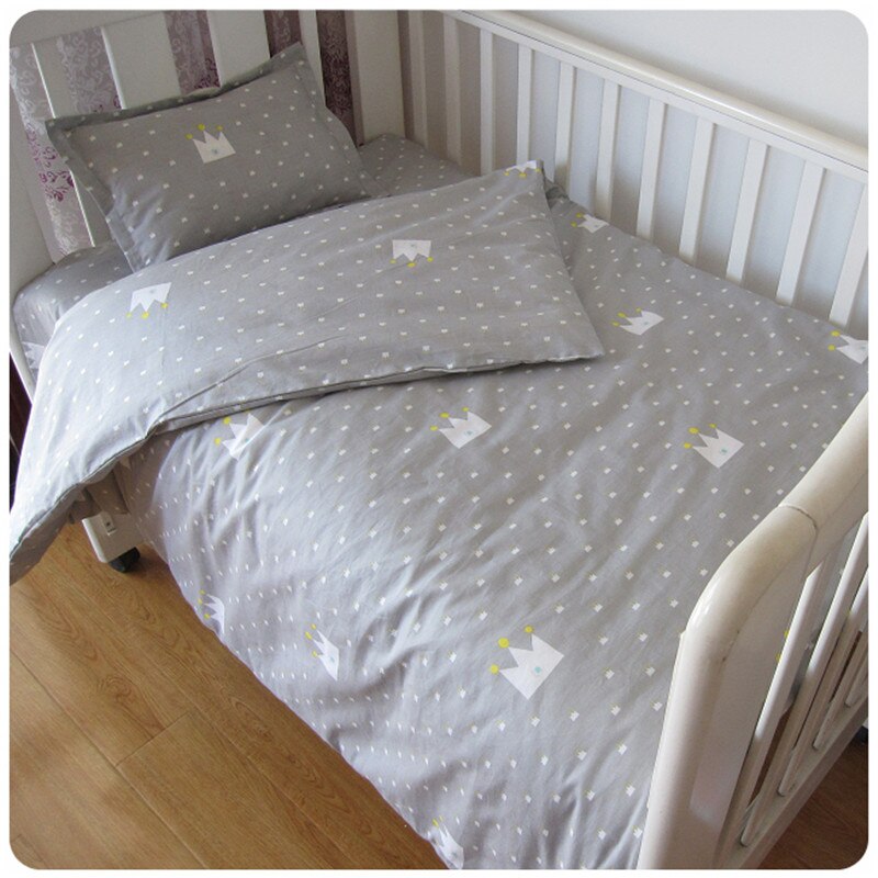 3Pcs Baby Bedding Set Cotton Crib Sets Black White Stripe Cross Pattern Baby Cot Set Including Duvet Cover Pillowcase Bed Sheet: NO5