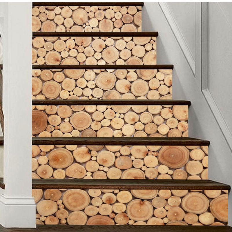 Juego de 6 unidades de bloques de madera 3D, escalera elevadora, pegatina para suelo, autoadhesiva, bricolaje, impermeable, etiqueta de pared de PVC