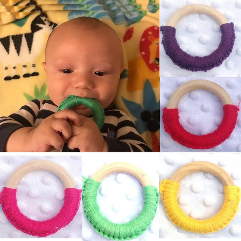 bambino Massaggiagengive Anello di Dentizione Anello di Legno Anello di Dentizione Formazione Spazzolini Da Denti di Legno Naturale Perle di Giocattoli per il bambino Liscia Teethers giocattolo