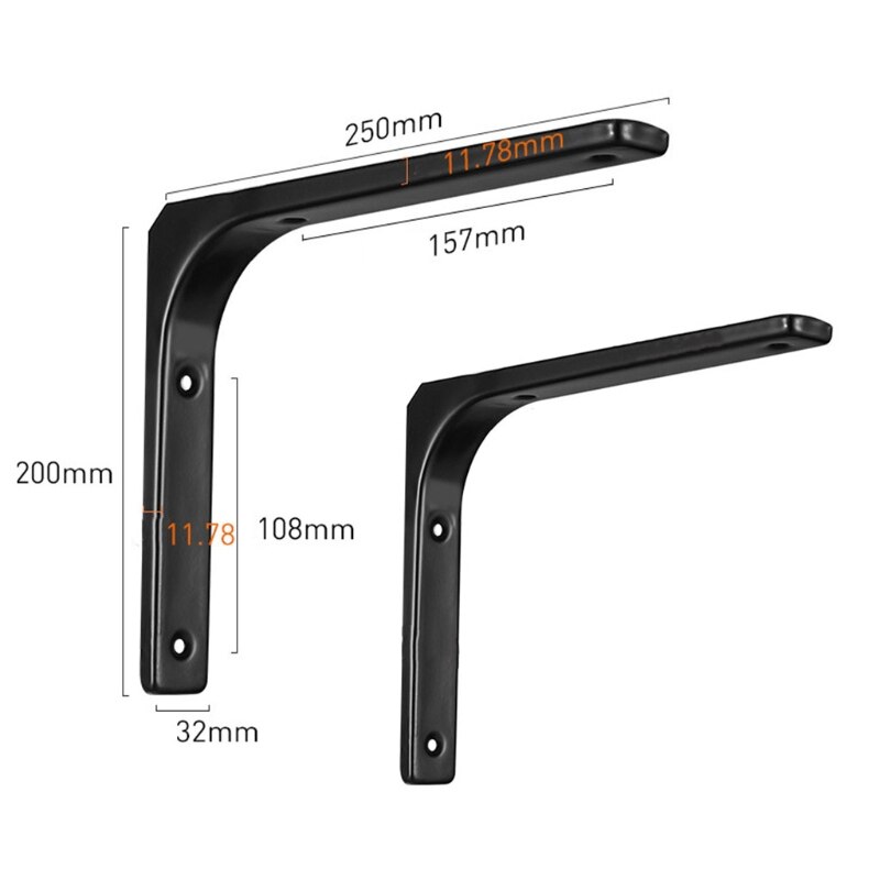 2pcs Metal Shelf Bracket L Shape Thickened Corner Brace Shelf Right Angle for Commodity Furniture Fitting: sky blue