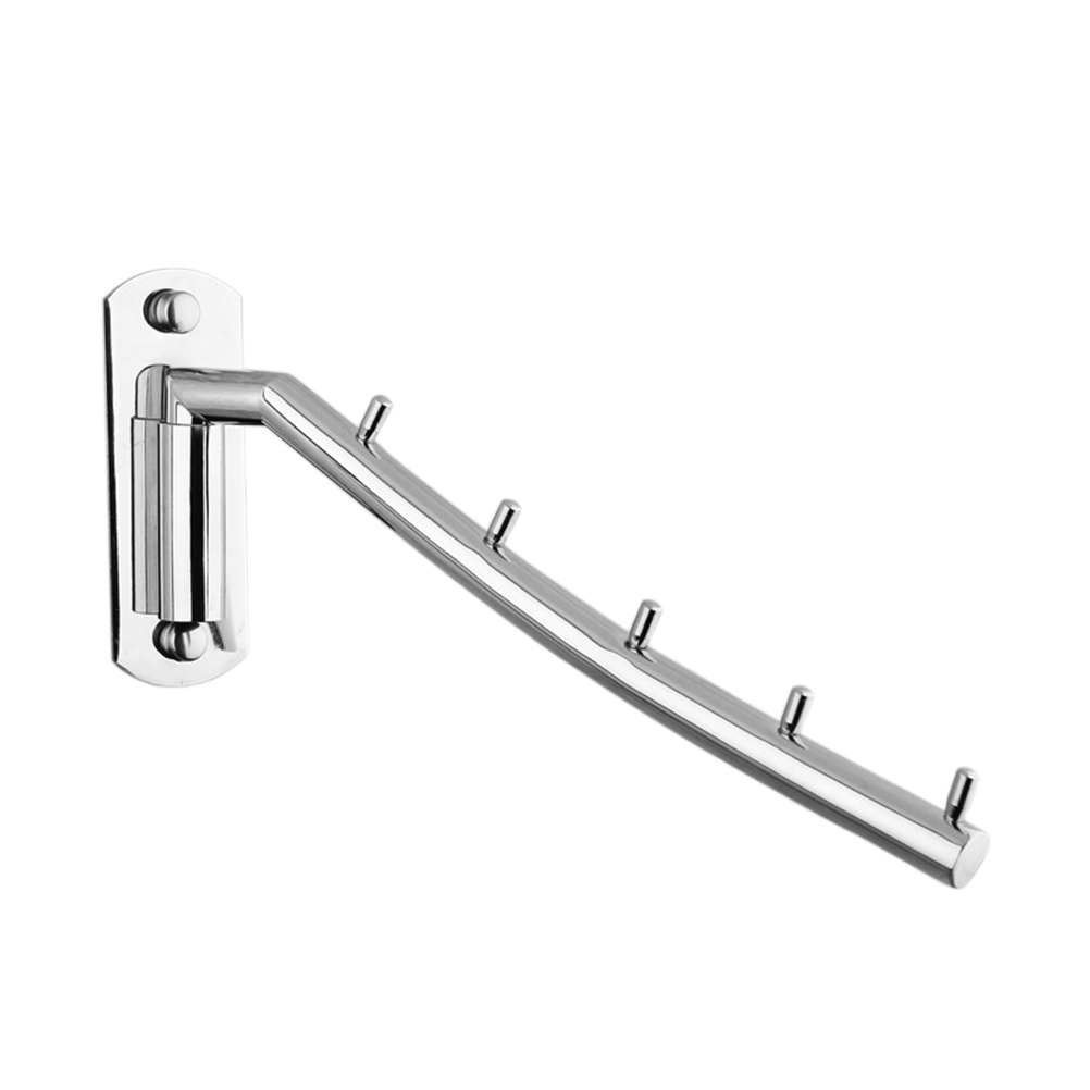 Wall Mounted Clothes Hanger Rack Rotatable Stainless Steel Clothes Organizer with Swing Arm Holder: Default Title