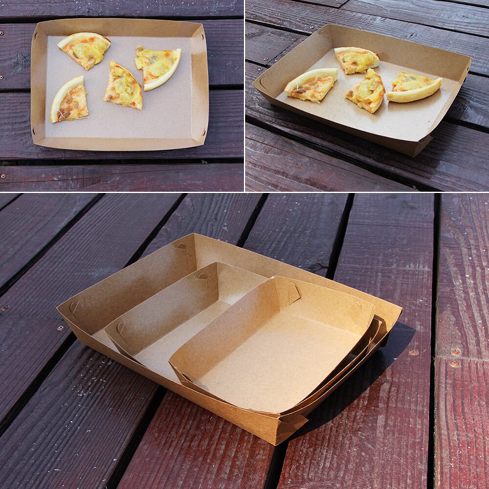 30Pcs Wegwerp Papieren Voedsel Dienblad Kraftpapier Coating Boot Vorm Snack Doos Frieten Kip Doos (Bodem 16X11X4Cm)