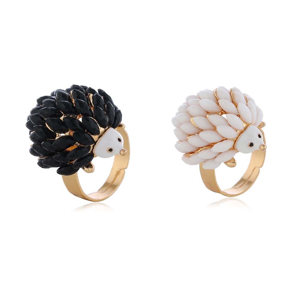 Leuke Zwart Wit Egel Ringen Voor Vrouwen Punk Acryl Verstelbare Dier Vinger Ring Mode-sieraden