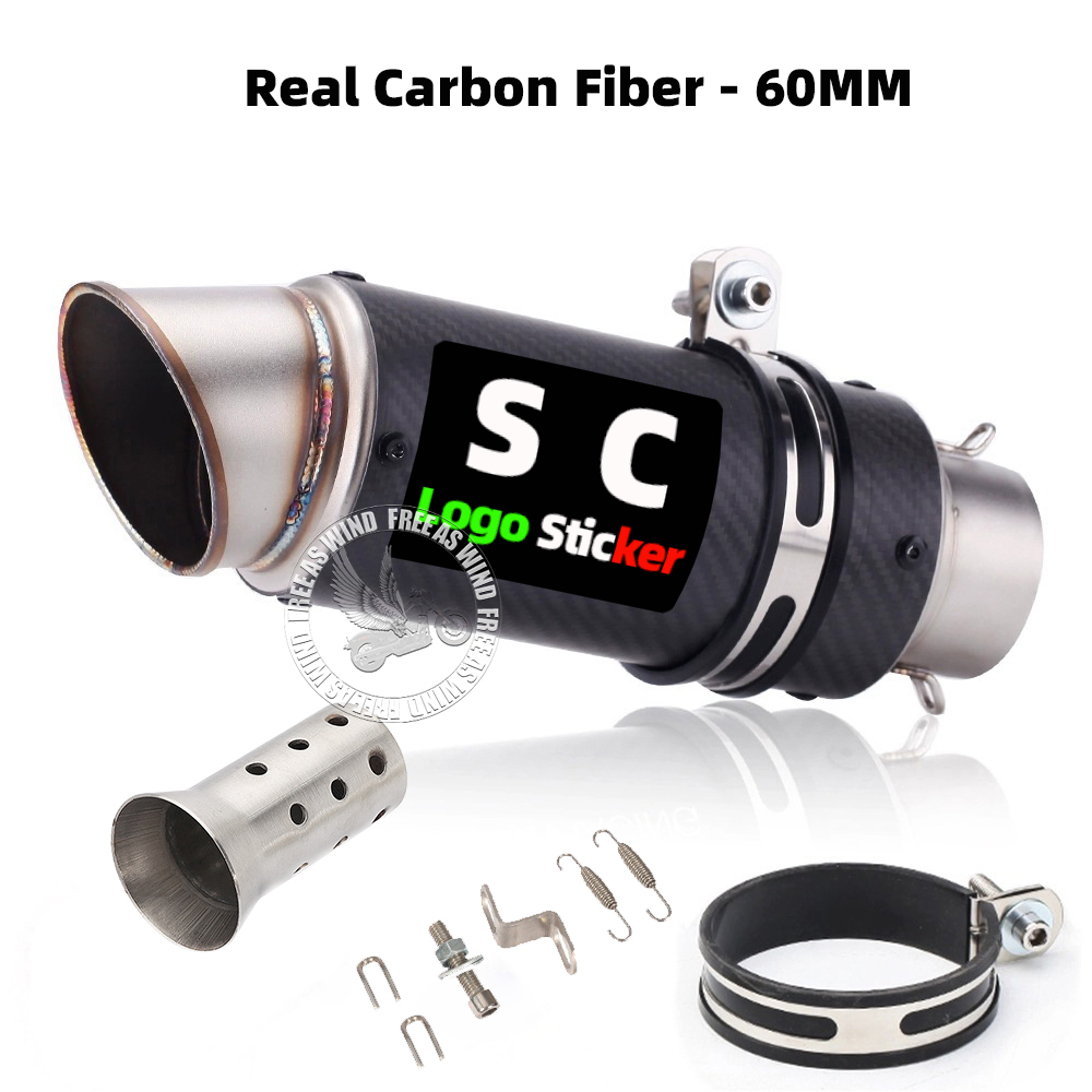 51mm 60mm 63mm Carbon Fiber sc Motorcycle Exhaust Muffler Escape for Motorcycle GP-project Universal Exhaust Modified Accessorie: Khaki