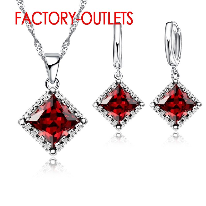 Nova joia fashion para decoração, colar, brincos de argola, conjunto 925, prata esterlina, quadrado, zircônia cúbica, festa feminina