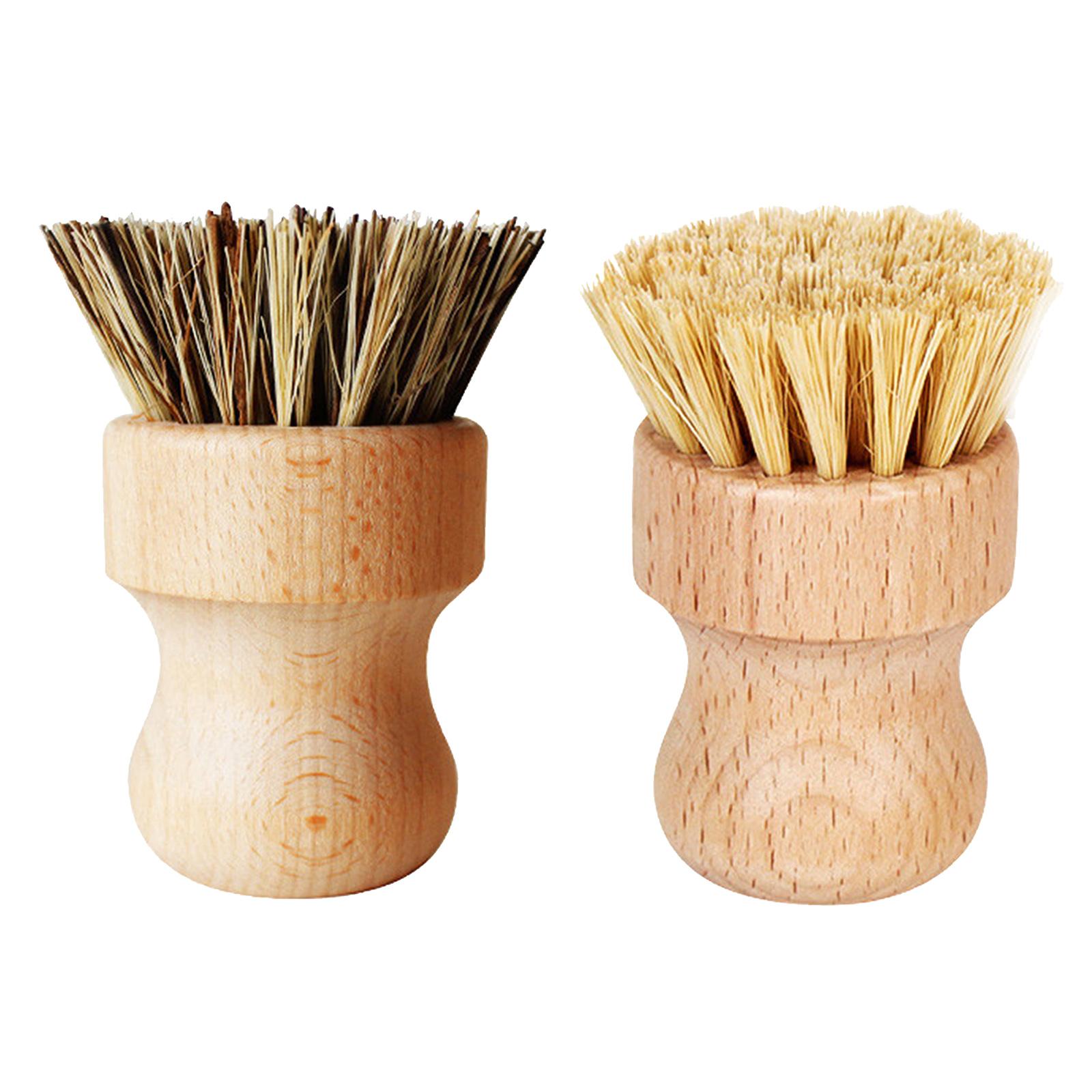 Washing Scrubber Japanese Short Wooden Round Washing Tidy Cleaner Cleaning Brush Kitchen Gadgets for Espresso Machine Pot Pan