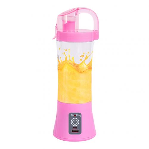 380ml Portable USB Electric Fruit Mixer Juicer Machine Home Blender Squeezer Portable Easy to Clean Juice Maker: 4 Blade / Pink