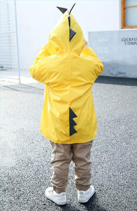 Chubasquero de Poliéster con Bonito de Dinosaurio para Niños y Niñas, Abrigo Impermeable para Exteriores, Chaqueta de Lluvia Amarilla, Poncho para Bebé: Yellow / XXXL