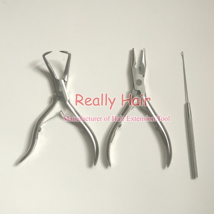 Roestvrij staal hair extension tang pak dubbelzijdige plakband/kralen haarverlenging tang verwijderen hars tangen