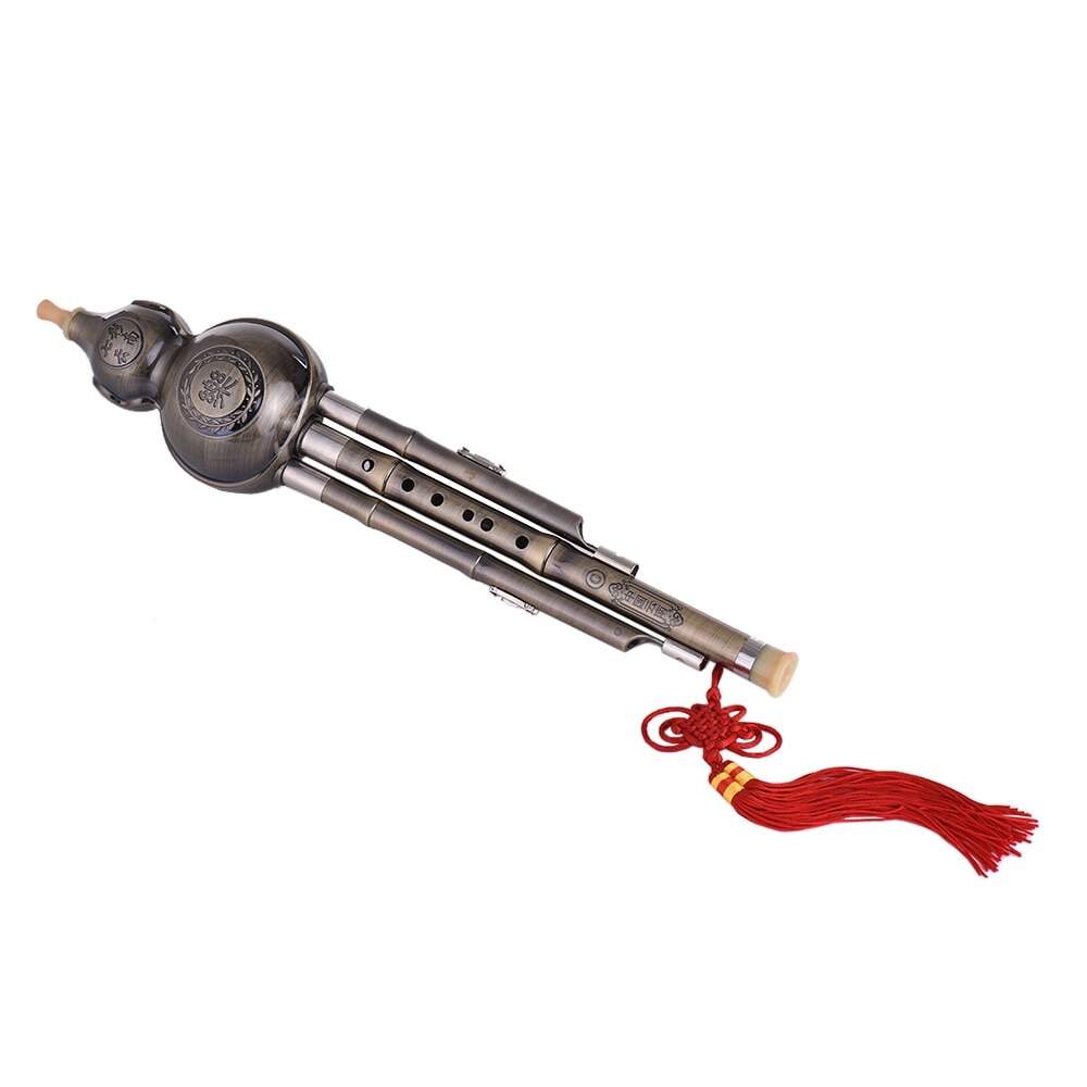 Hulusi chinois magnifique fil de métal tréfilage gourde Cucurbit flûte ethnique vent Instrument de musique clé de C matériel en aluminium