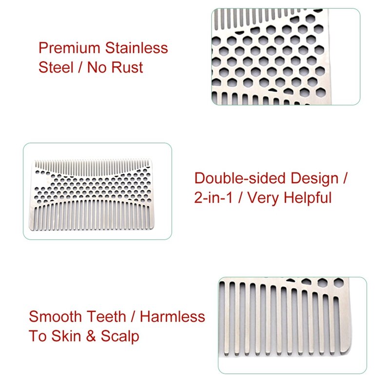 Abvp Rvs Snor Kam Baard Kam Voor Heren Scheren Male's Snor Pocket Brush Facial Haar Borstel Flesopener