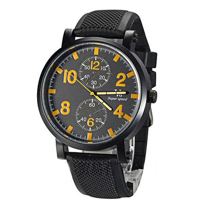 Super Speed V6 Watch Men Sports Watches Large Face Black Rubber Band Quartz Wristwatches Men Reloj Hombre Relogio Masculino: Orange