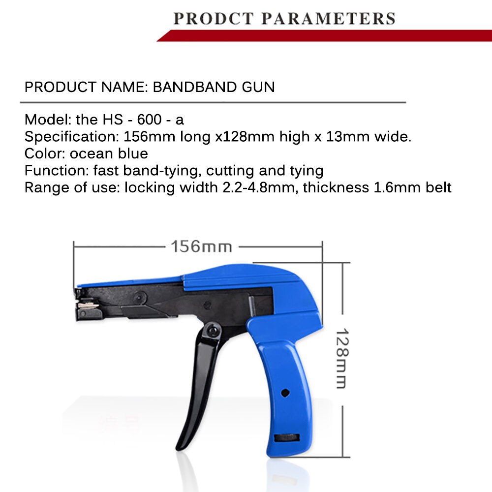 Mini Verstelbare Nylon Cable Zip Tie Gun Installatie Tang Nylon Sluiting Spanner Snijden Spannen Tool 2.4-4.8Mm