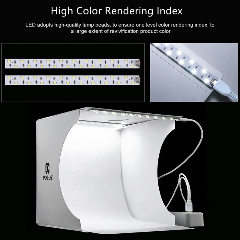 20cm 2 led mini lightbox produktfotografering ljuslåda lättanvänd fotostudio softbox fotograferingslåda ljus tält fotobakgrundssats