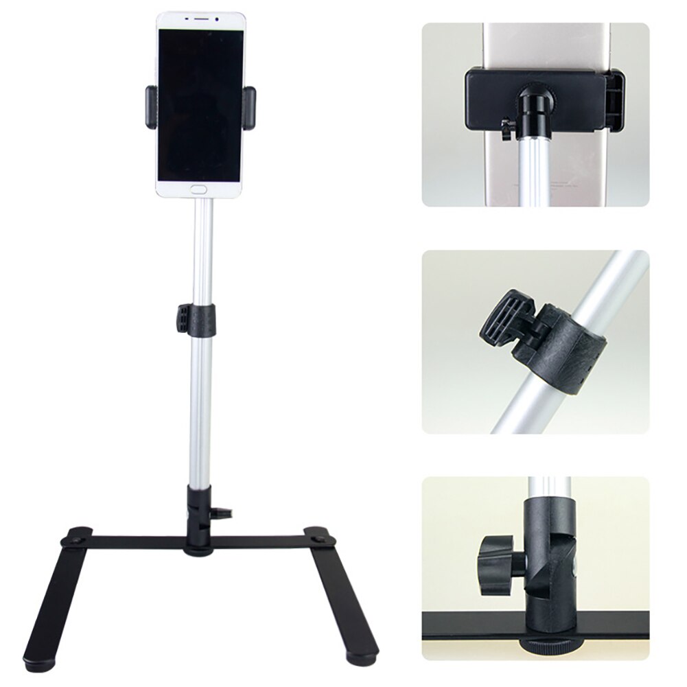 Conjunto de suporte de mesa ajustável para fotografia equiment mini monopé + telefone clipe de luz de preenchimento de controle bluetooth
