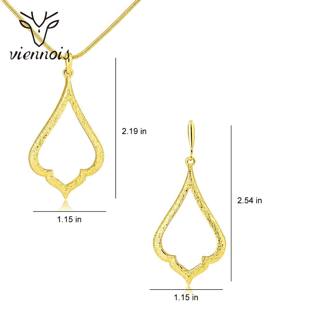 Viennois Vergulde Sieraden Sets Voor Vrouwen Minimalistische Geometrische Water Ketting En Oorbellen Dubai Sieraden Sets Voor Bruid