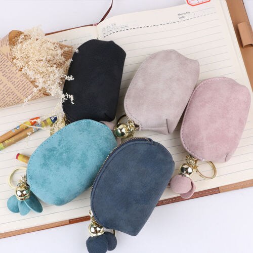 Women Leather Small Coin Card Key Flower Pendant Wallet Pouch Mini Purse 5 Colors