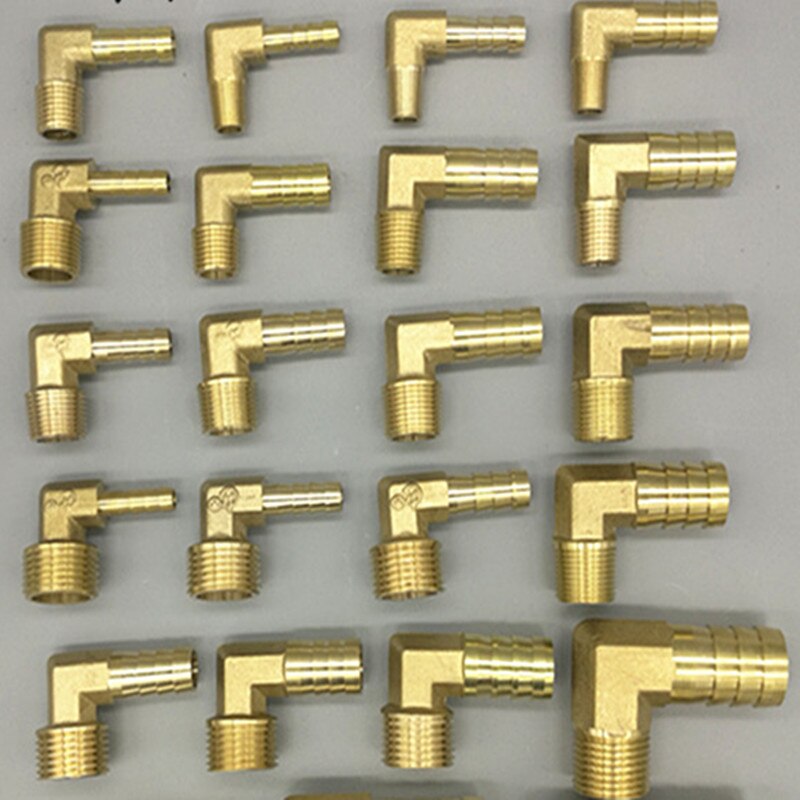 Messing Hose Barb Fitting Elleboog 6Mm 8Mm 10Mm 12Mm 16Mm 1/4 1/8 1/2 3/8 &quot;Buitendraad Prikkeldraad Koppeling Connector Joint Adapter