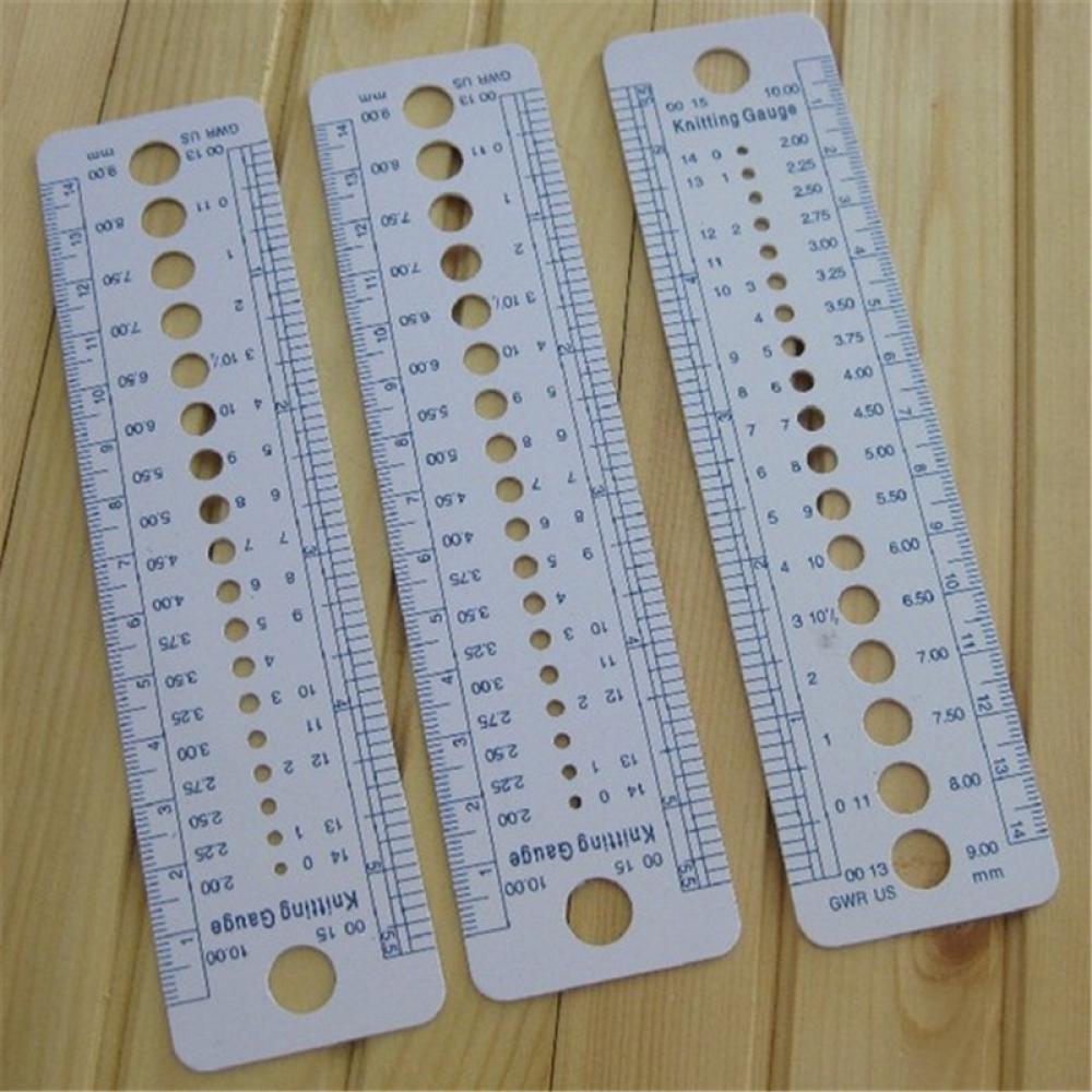 Fine Knitting Needle Gauge Inch cm Ruler Tool (US UK Canada Sizes) 2-10mm