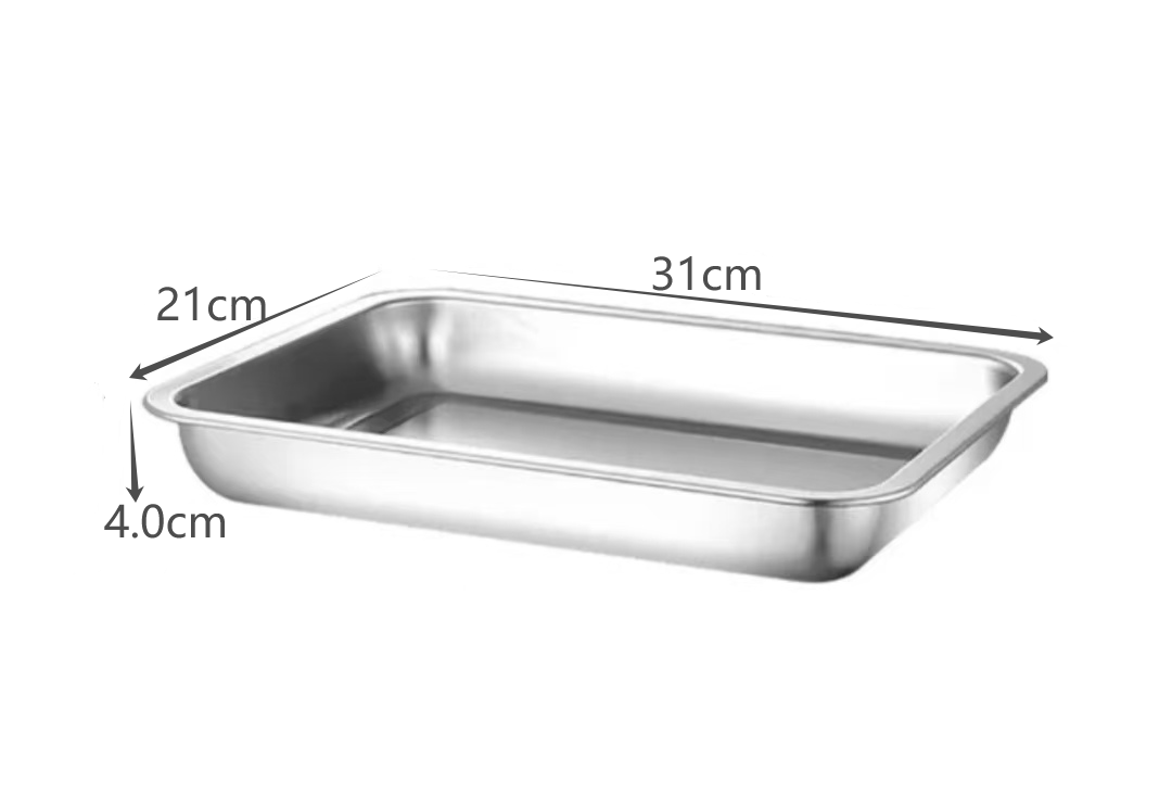 Bandeja de servir retangular de churrasco de aço inoxidável 304 para chá, arroz, salsicha, grelha de carne - utensílio de metal de qualidade de restaurante: Verde