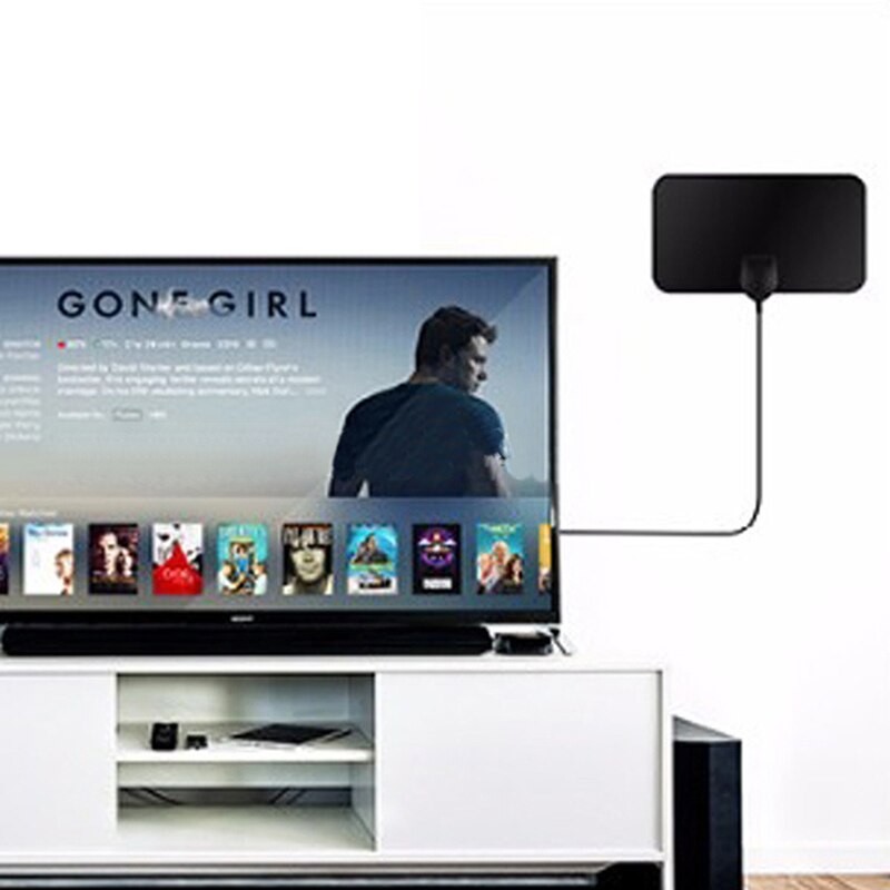 1PC Antenna HD TV DTV Box Digital TV Antenna Home TV Signal Receiver 200 Miles Booster Active Indoor Aerial HD Flat