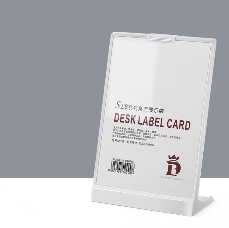 A4 Plastic Sign Holder 8.5x11 Display Stand Table Desk Label Card Paper Sign Holder Menu Book Holder Poster Frame: A4 L White