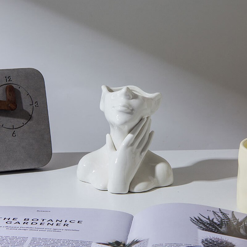 Nordisk stil blomstervase kropp halvt ansikt blomsterkrukke vase keramikk kunst håndverk hjemmedekorasjon tilbehør moderne hjemmekontor dekor