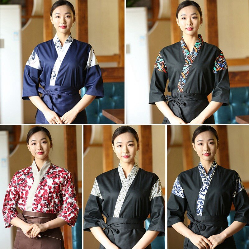 Cheft Uniform Japanese Chef Workwear Breathable Restaurant Uniform Unisex Sushi Costume Cook Bakery Cafe Work Wear