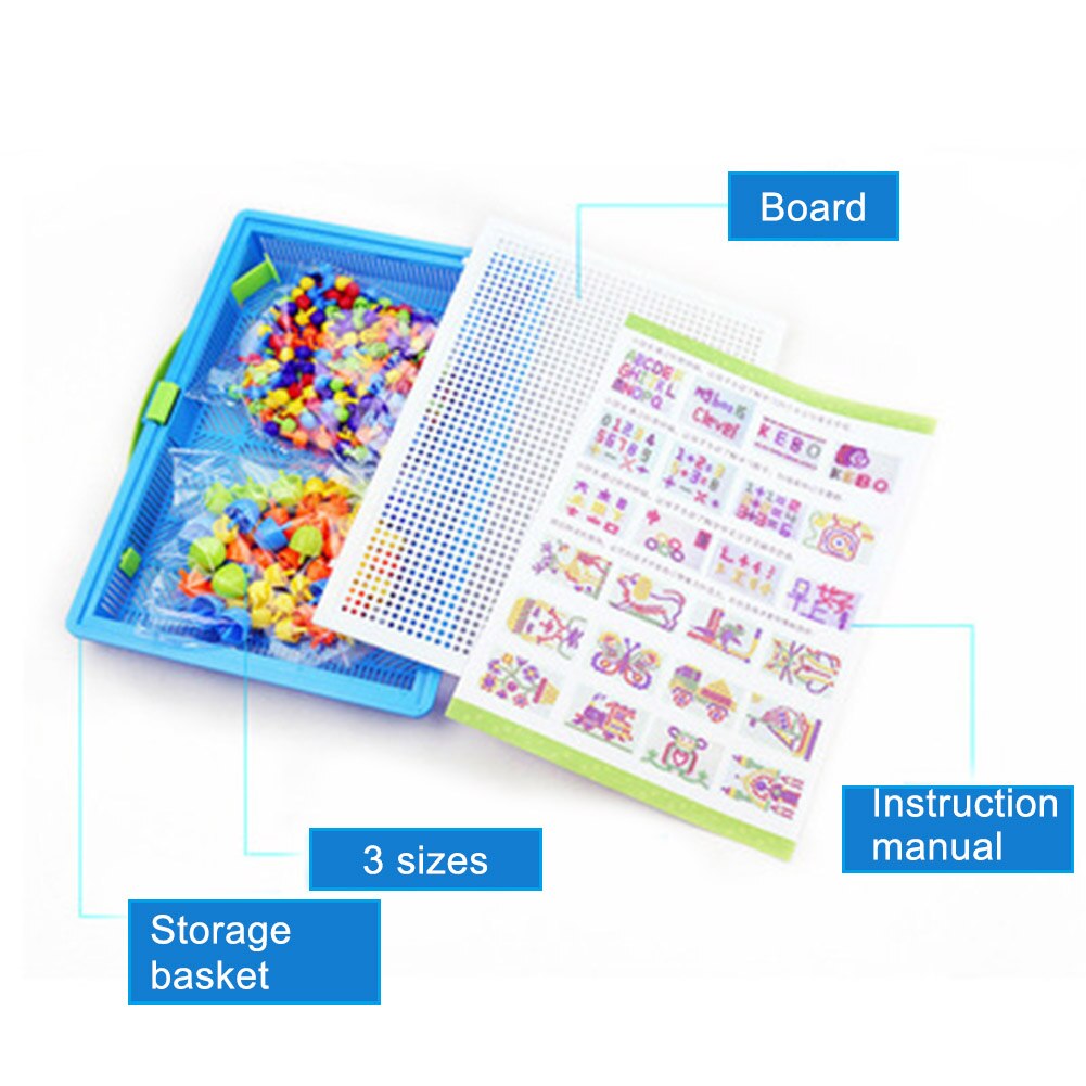 tablero de mosaico niños juguete educativo 296 Uds. Uñas de setas rompecabezas juguetes de aprendizaje TE889