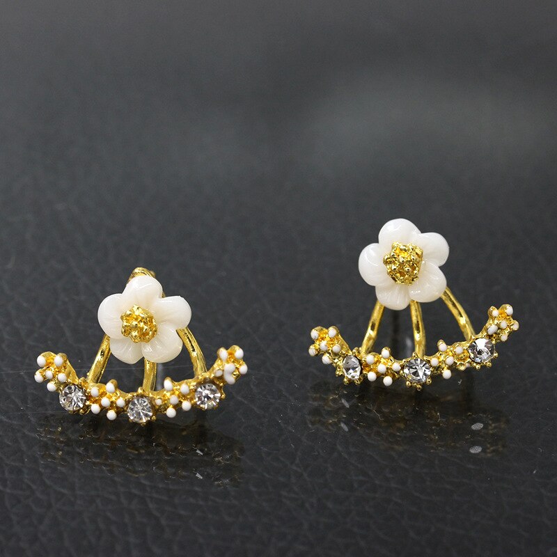 Leuke Kleine Daisy Bloemen Stud Oorbellen Voor Vrouwen Koreaanse Sweet Crystal Flower Earring Meisjes Mode Elegante Sieraden: Licht Geel Goud Kleur