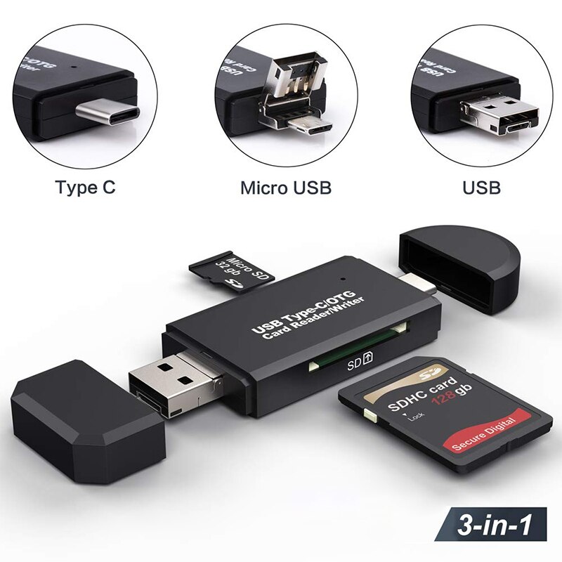 Lector de tarjetas SD USB 3,0, lector de tarjetas USB C 3,0/2,0 TF/Mirco SD, adaptador de tarjeta de memoria inteligente tipo C OTG Flash Drive: TypeC.USB2.Mirco USB