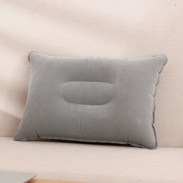 Bequem Ultraleicht Aufblasbare PVC Nylon Luft Kissen Schlaf Kissen Reise Schlafzimmer Wandern Strand Auto Flugzeug Kopf Rest Unterstützung: grau