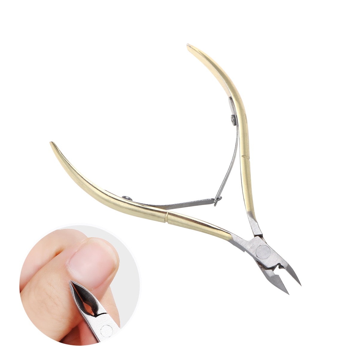 D501 4-Inches Full Jaw Golden Cuticle Nipper Cutter Clipper Stainless Steel with Double Springs Manicure Pedicure and Nail Tool