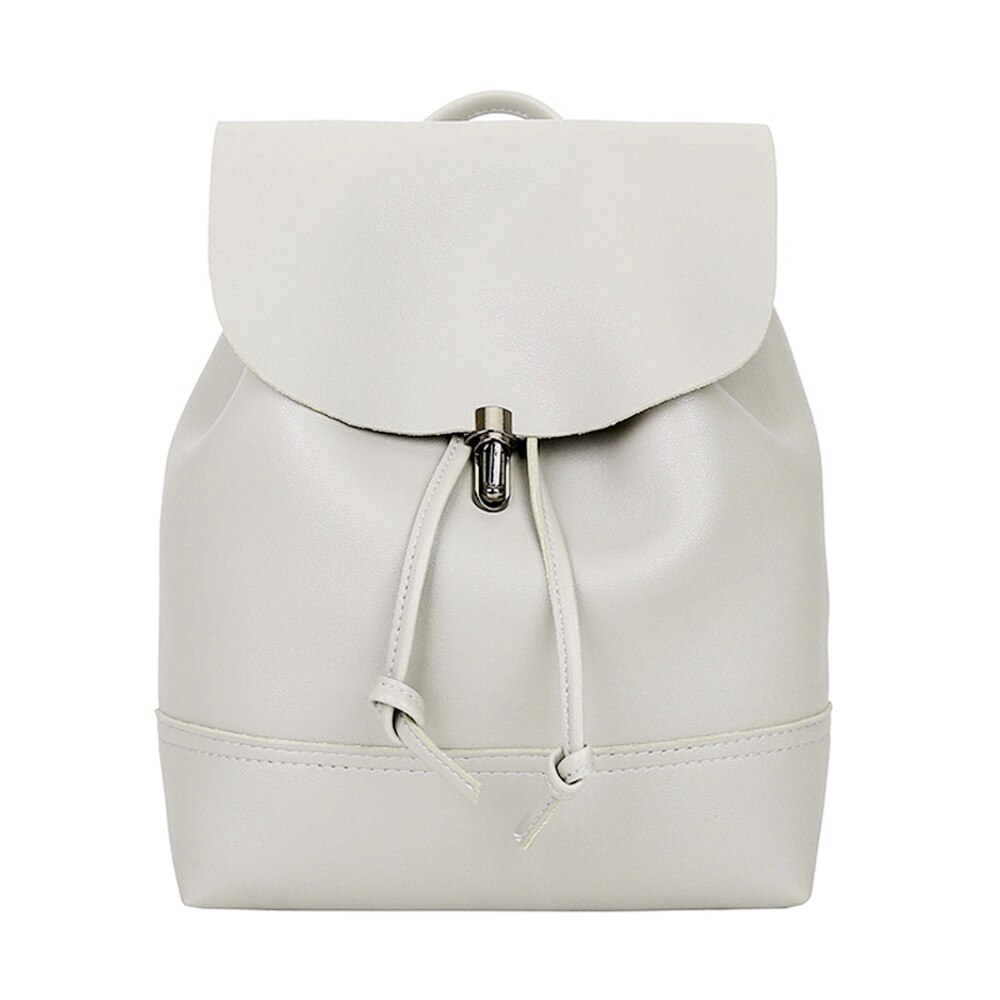 Women backpack Vintage Pure Color Leather School Bag Backpack Satchel backpack women Shoulder Bag bolsa: Gray 