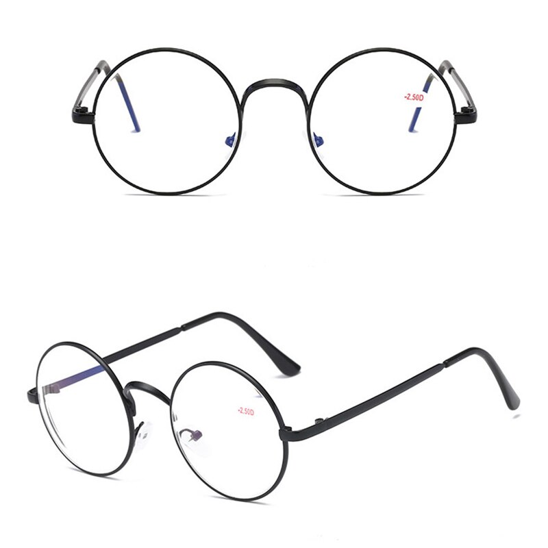 Óculos de miopia redondos clássicos com dioptria-1.0 a-4.0 vintage armação de metal mulher homem unisex óculos de visão estreita lente